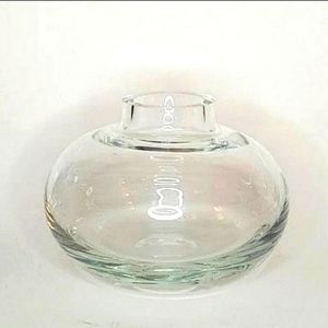 Vintage Blown Clear Art Glass Round Vase